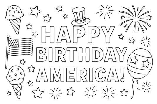 Happy Birthday America Coloring Sheet