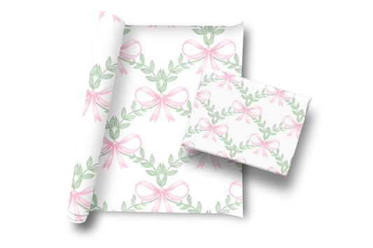 Pink Bow Floral Wrapping Paper