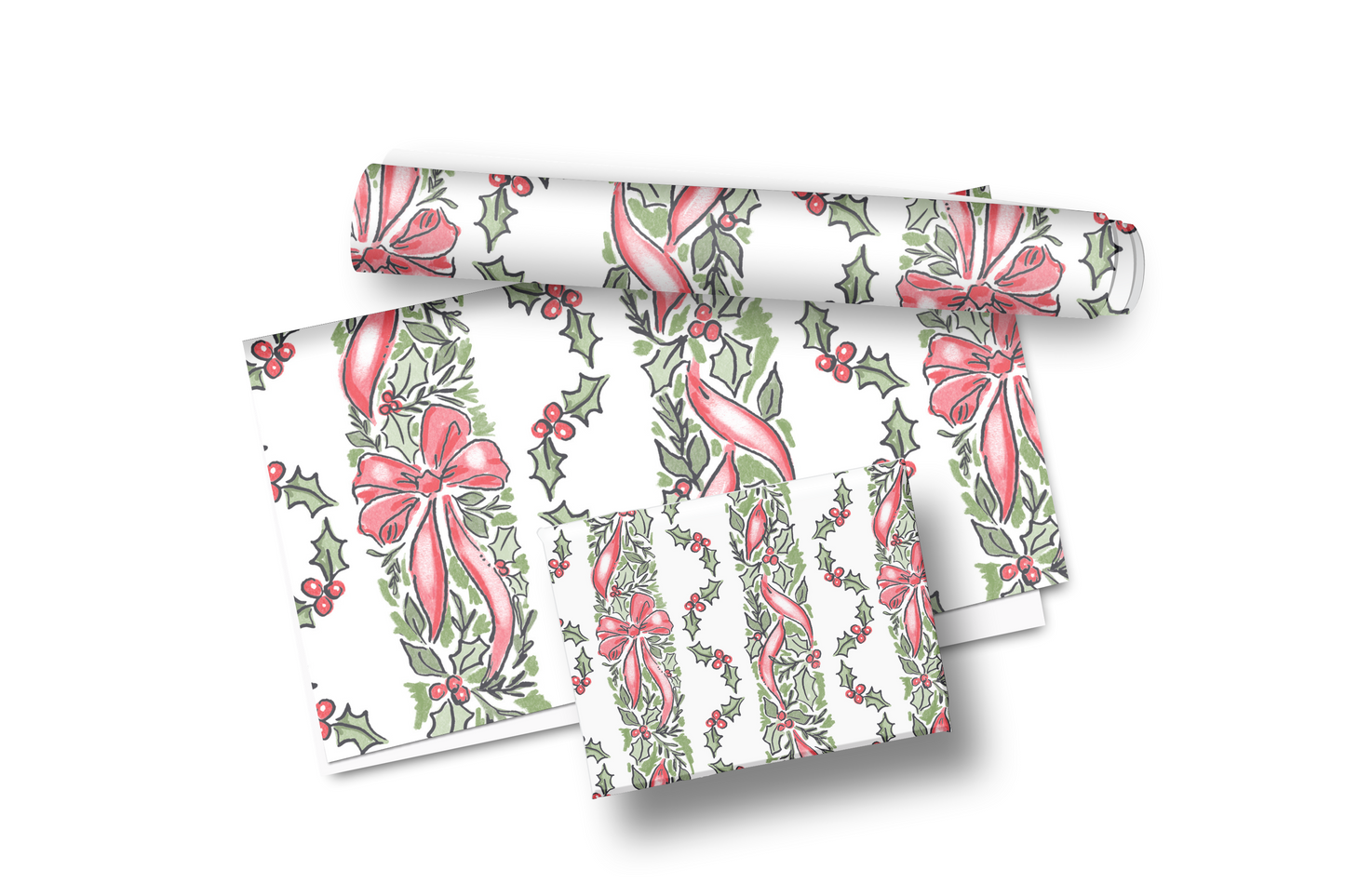 Festive Holly Garland Wrapping Paper