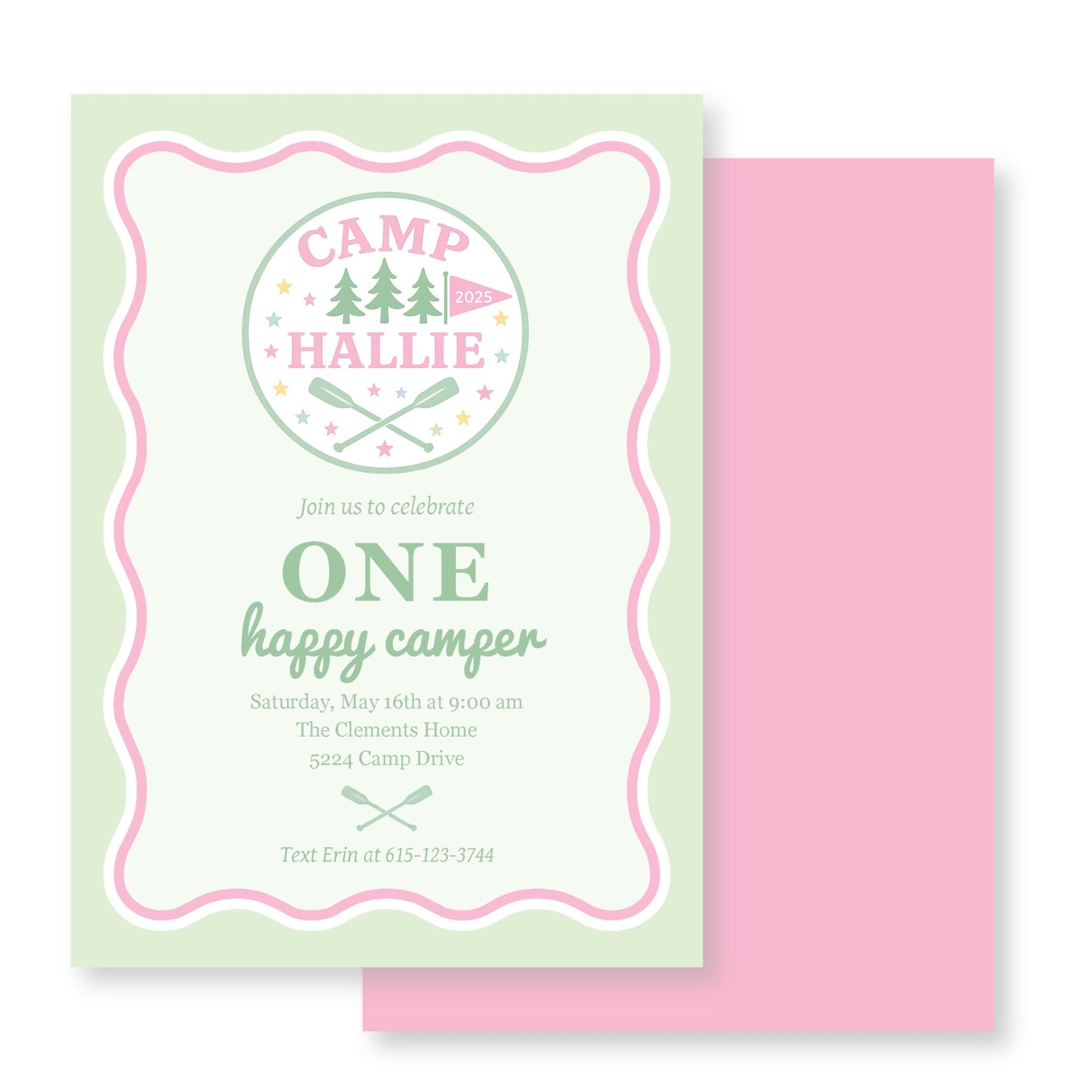 Camp (One happy Camper) Invitation