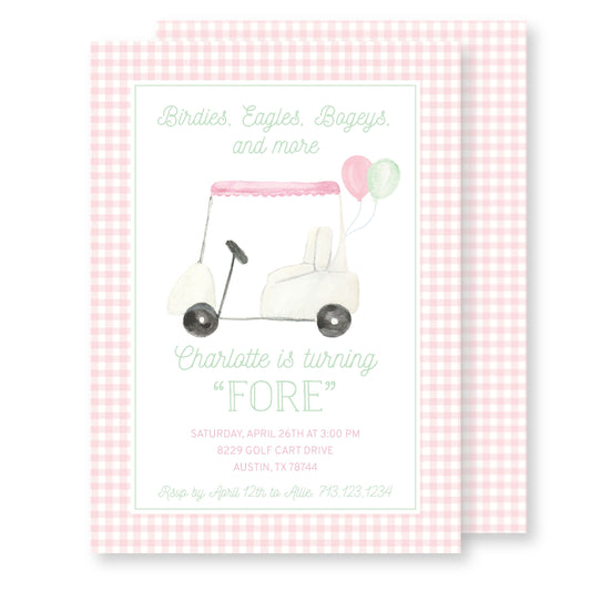 Pink Golf Cart Invite