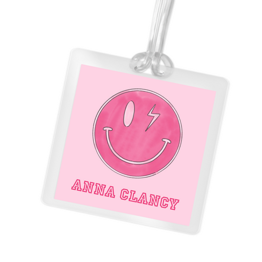 Pink Smiley Bag Tag