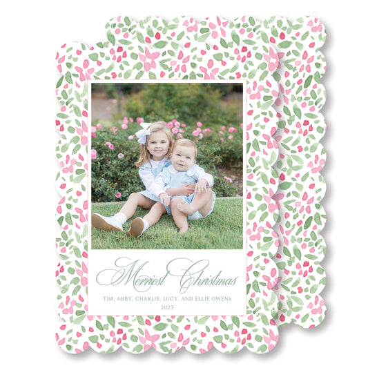Scalloped Poinsettia Christmas Card