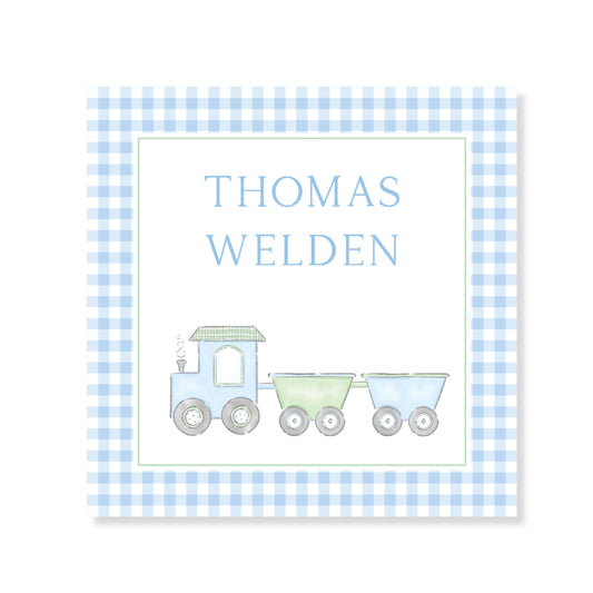 Blue and Green Train Calling Card