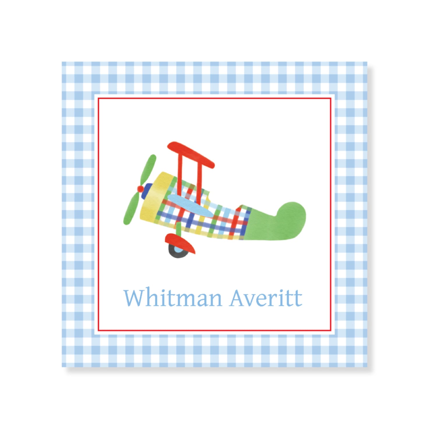 Gingham Airplane Calling Card