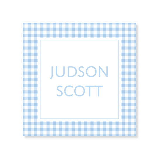 Blue Gingham Tags and Stickers