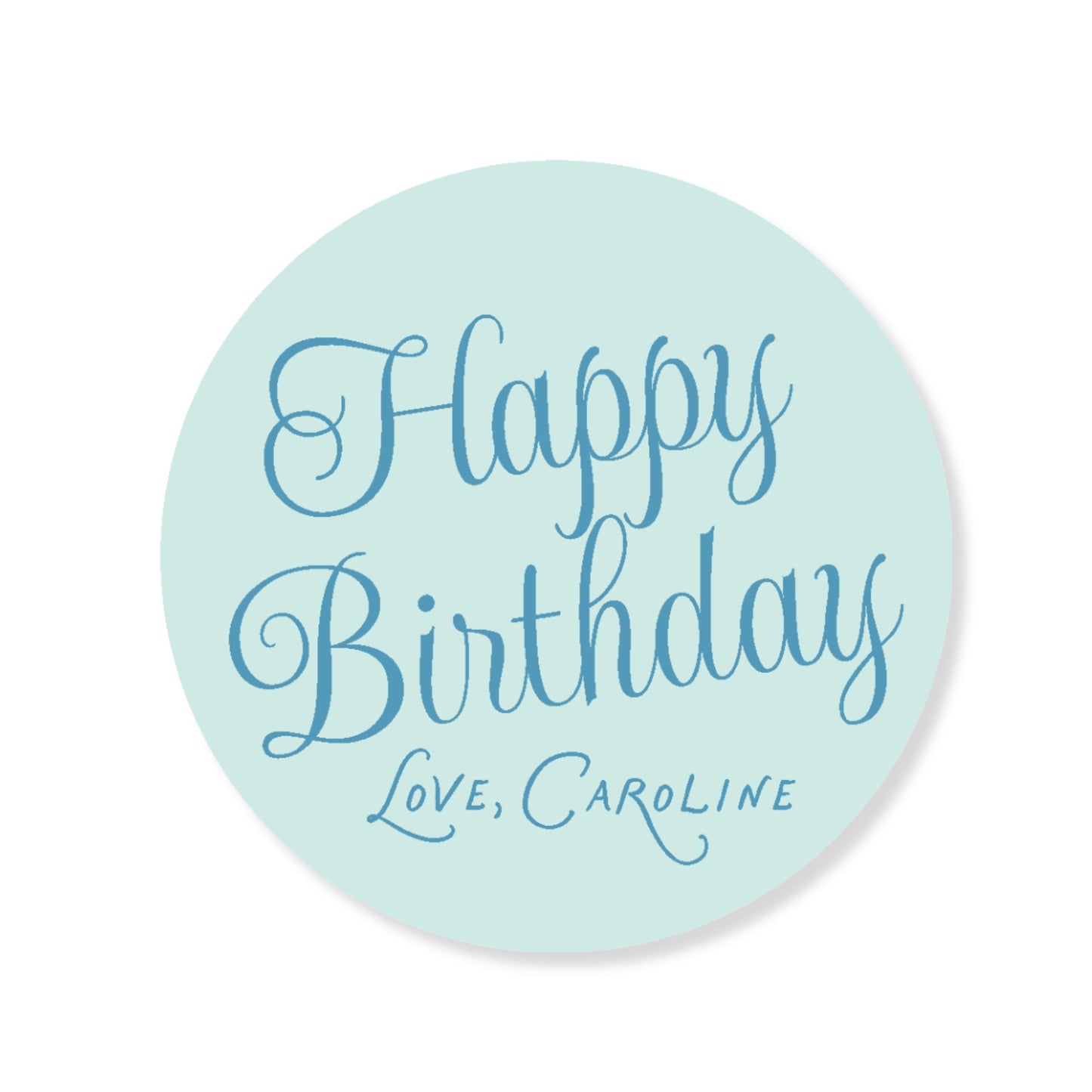 Happy Birthday Script Circle Tag/ Sticker