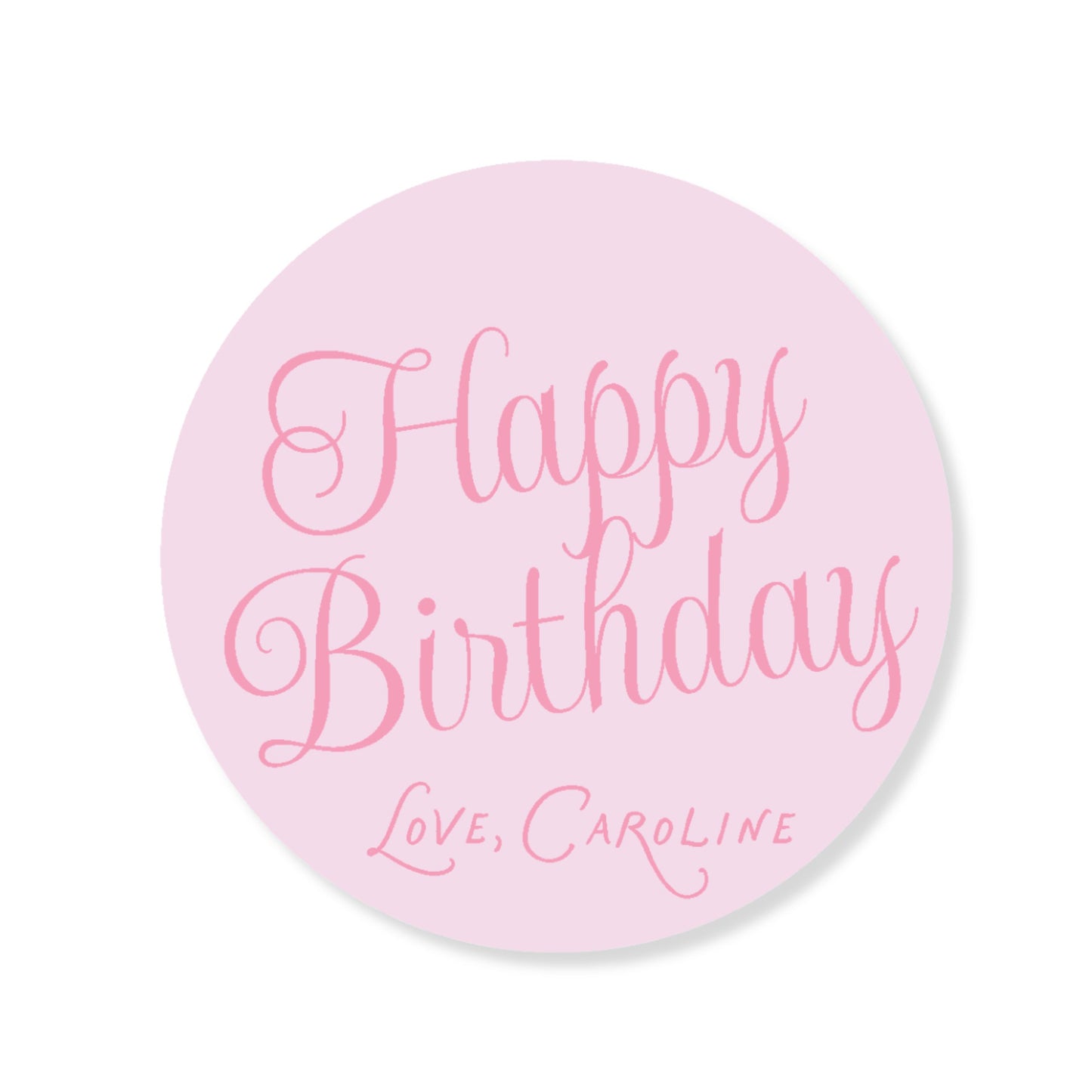 Happy Birthday Script Circle Tag/ Sticker