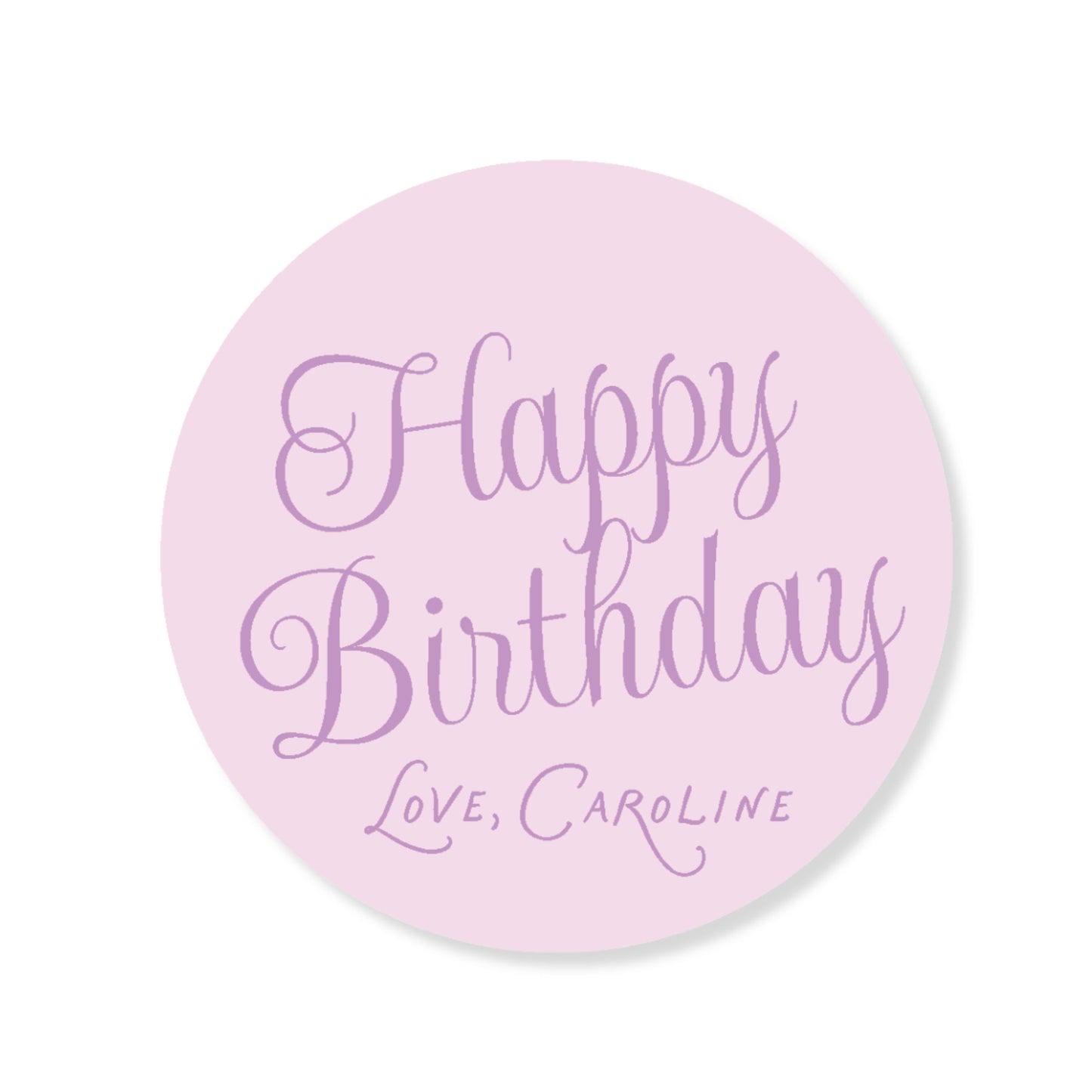 Happy Birthday Script Circle Tag/ Sticker