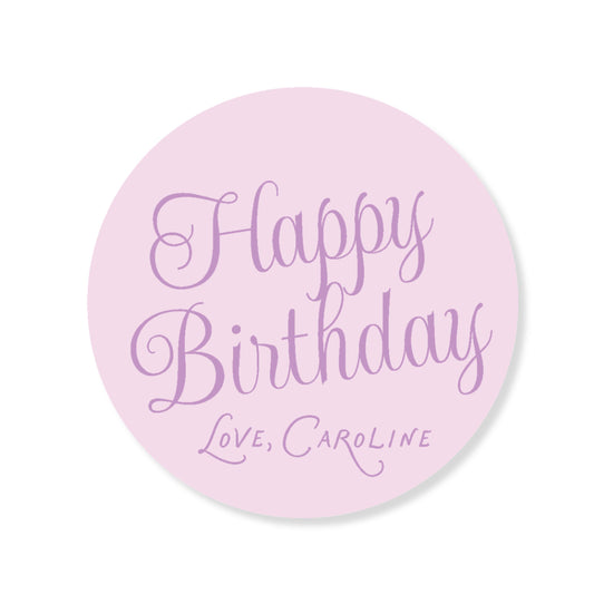 Happy Birthday Script Circle Tag/ Sticker