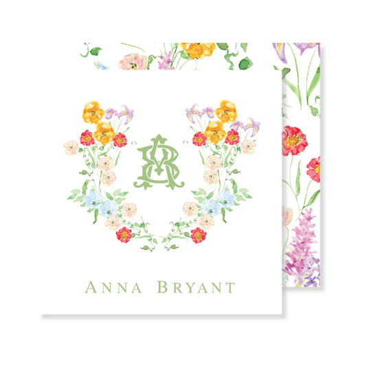 Bright Floral Calling Card Monogram
