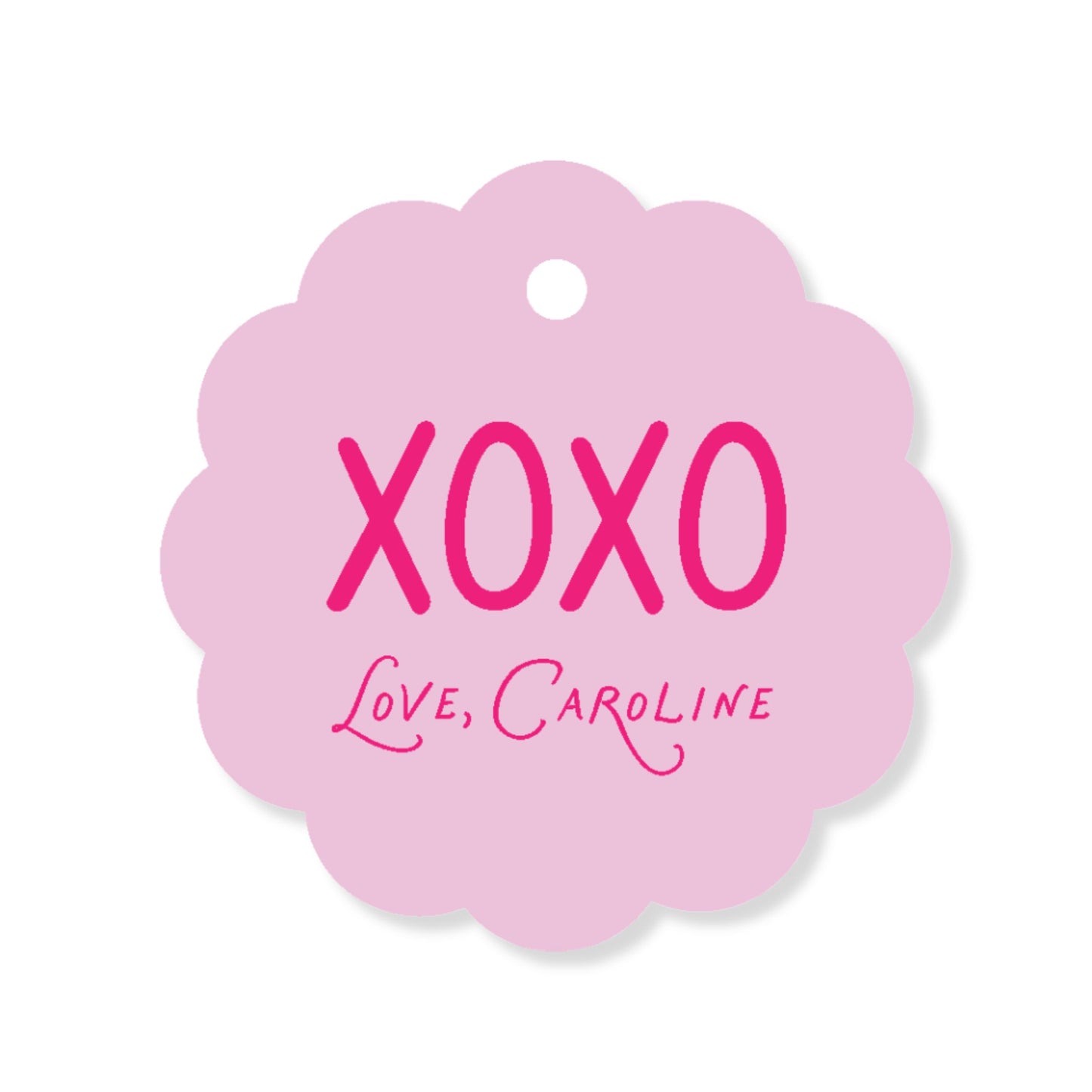 XOXO Scalloped Circle Tag
