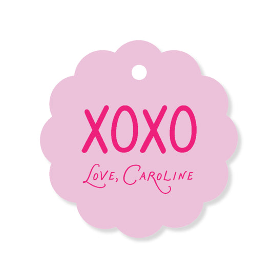 XOXO Scalloped Circle Tag