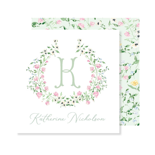 Floral Monogram Enclosure Card