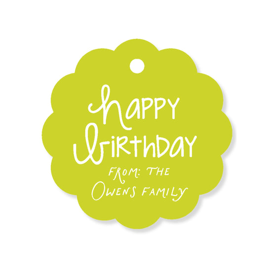 Happy Birthday Scalloped Circle Tag