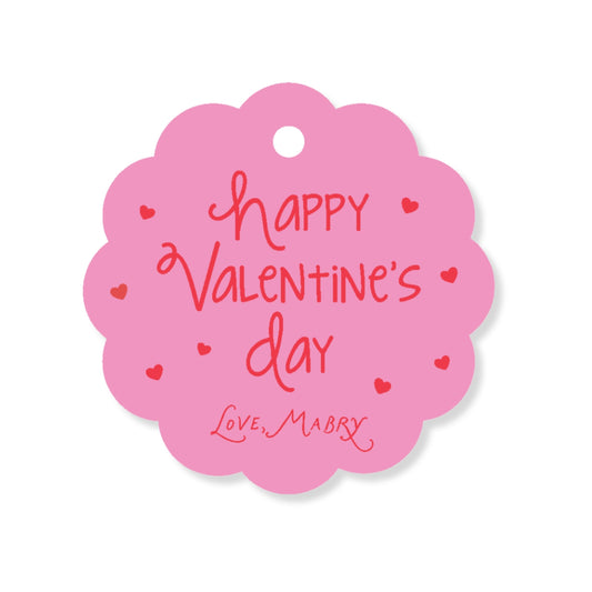 Happy Valentine's Day Scalloped Circle Tag