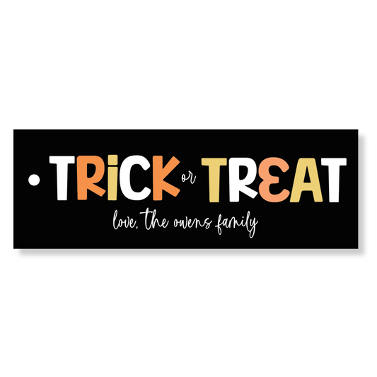 Black Trick or Treat Long Tag