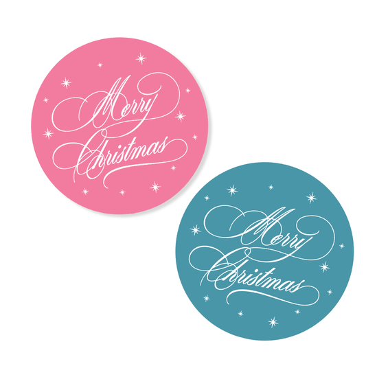 Merry Christmas Round Personalized Gift Tags and Stickers
