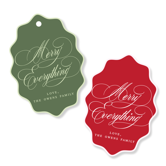 Merry Everything Wavy Oval Personalized Gift Tags