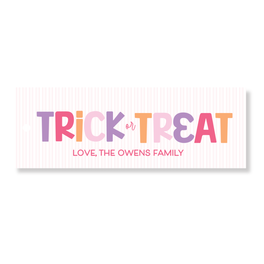 Pink Trick or Treat Long Tag