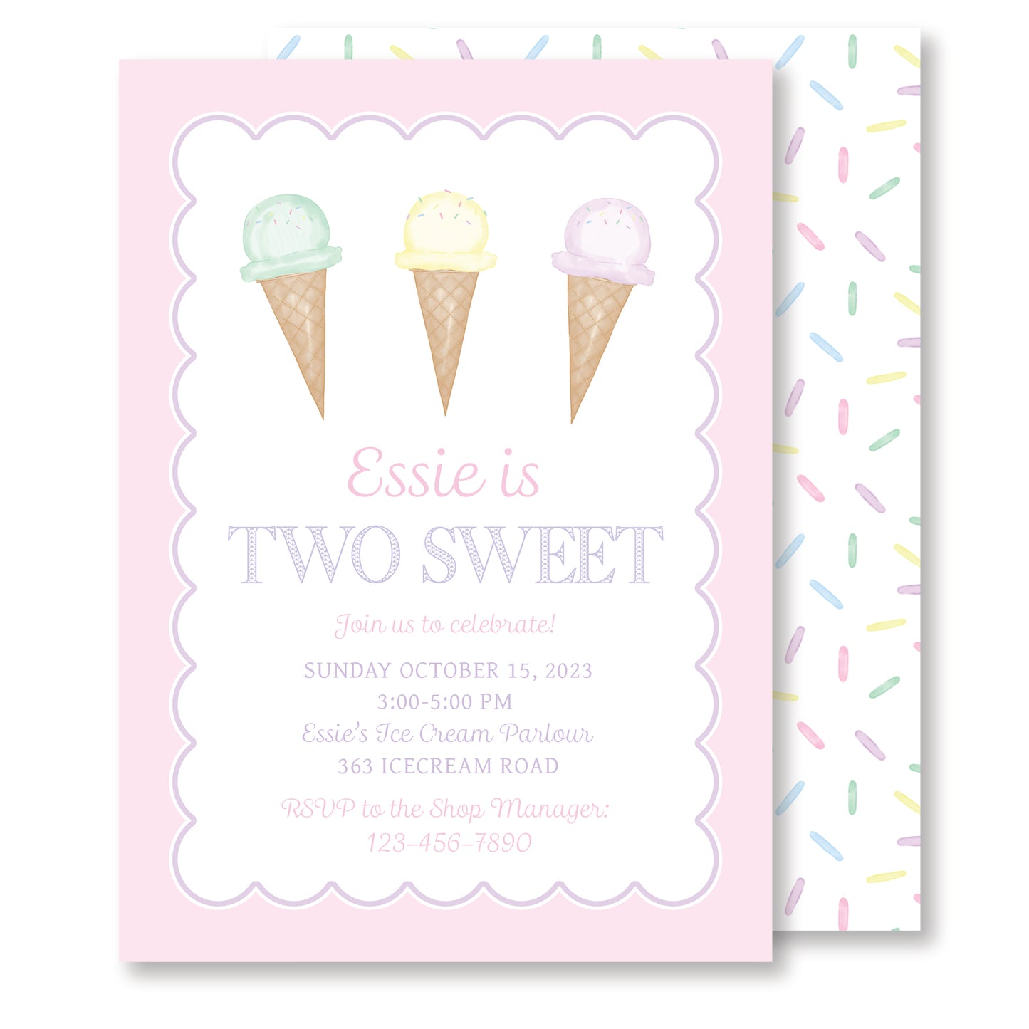 Ice Cream Invitation/ TWO SWEET