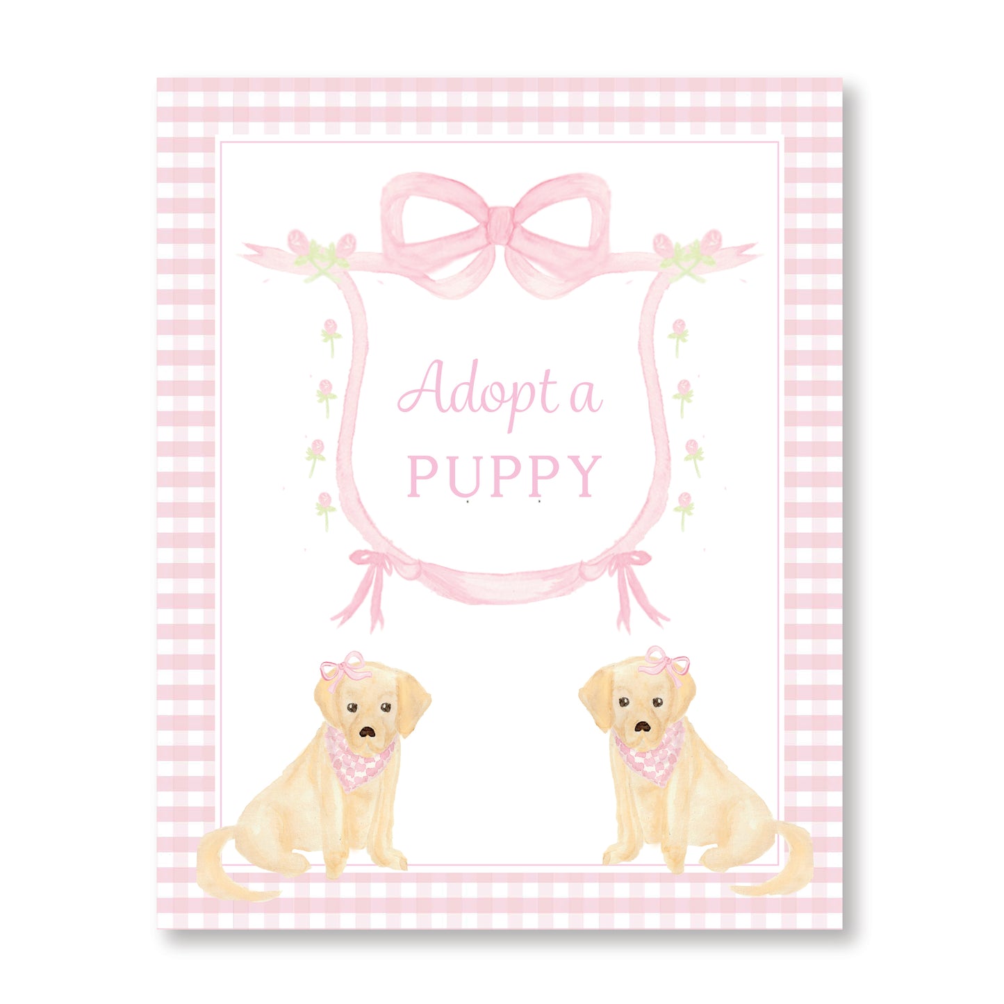 Pink Crest Adopt a Puppy Sign