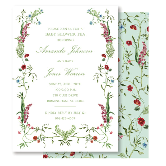 Eclectic Floral Baby Invite