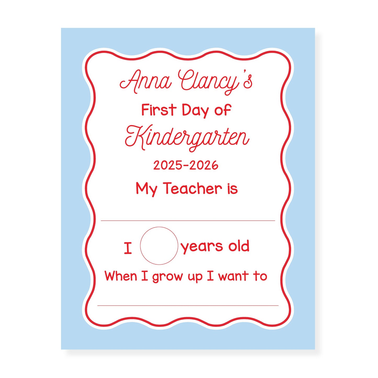 Fill in Blank Red and Blue Wavy Sign