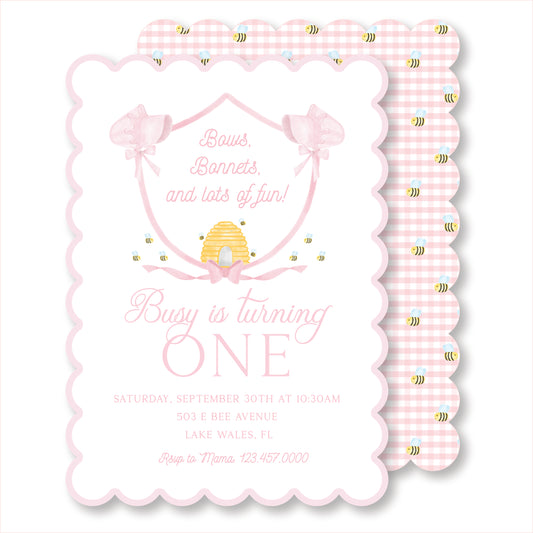 Bonnet and Bee Invitation