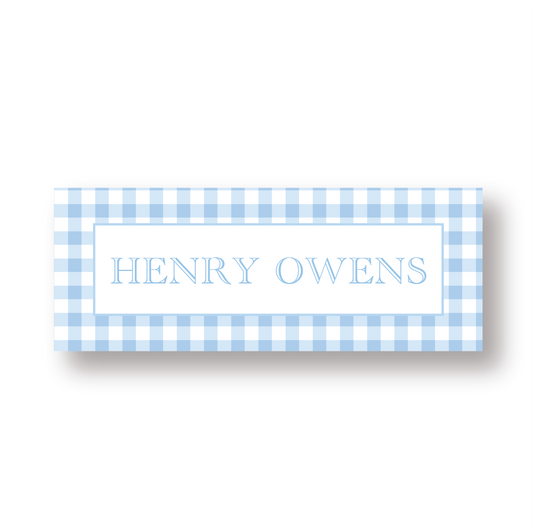 Blue Gingham Label Stickers