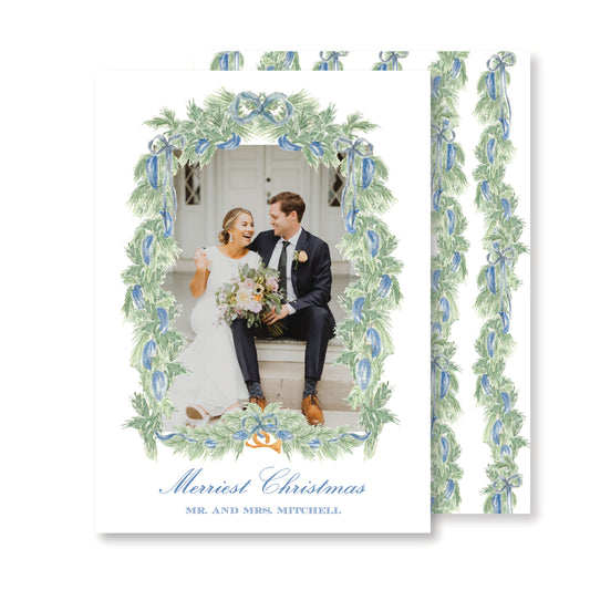 Blue Noel Christmas Card