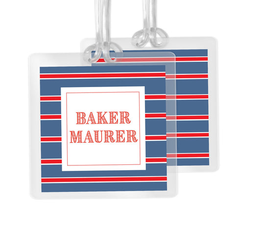 Blue and Red Striped Bag Tag