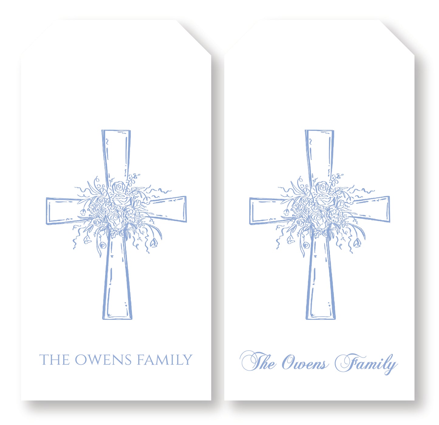 Blue Floral Cross Gift Tag