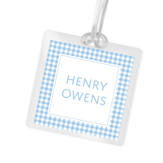 Blue Gingham Bag Tag