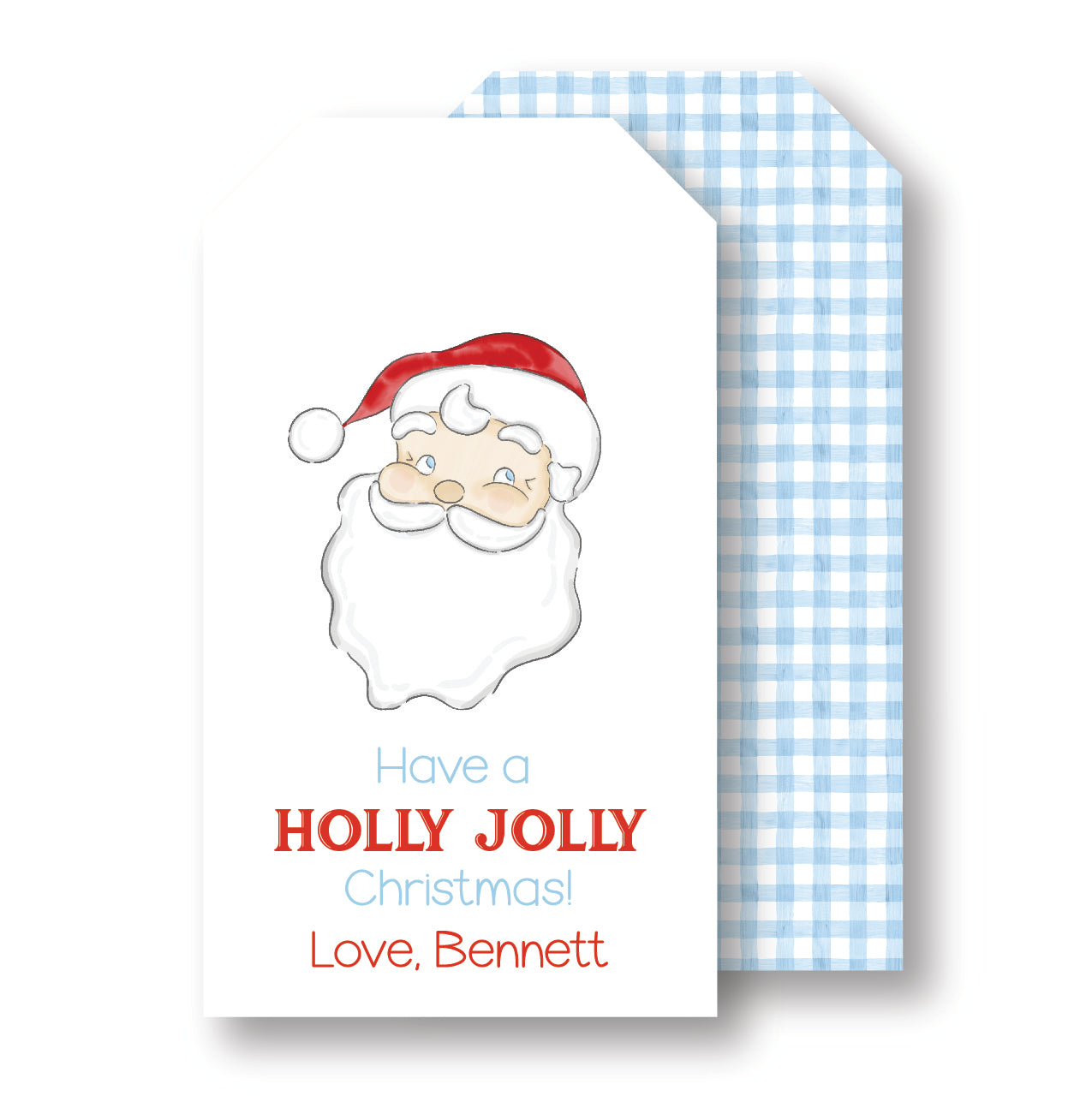 Holly Jolly Blue Christmas gift tag