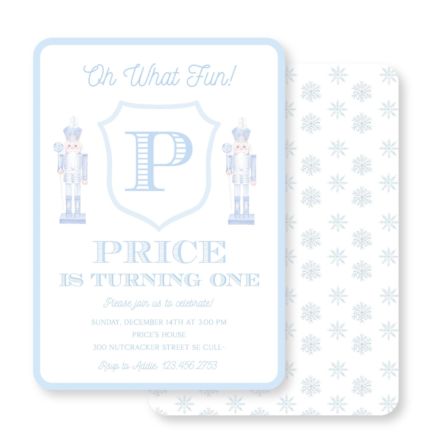 Nutcracker "Oh What Fun" Invitation (blue)