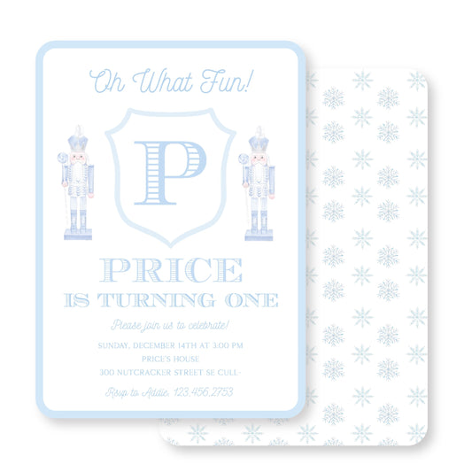 Nutcracker "Oh What Fun" Invitation (blue)