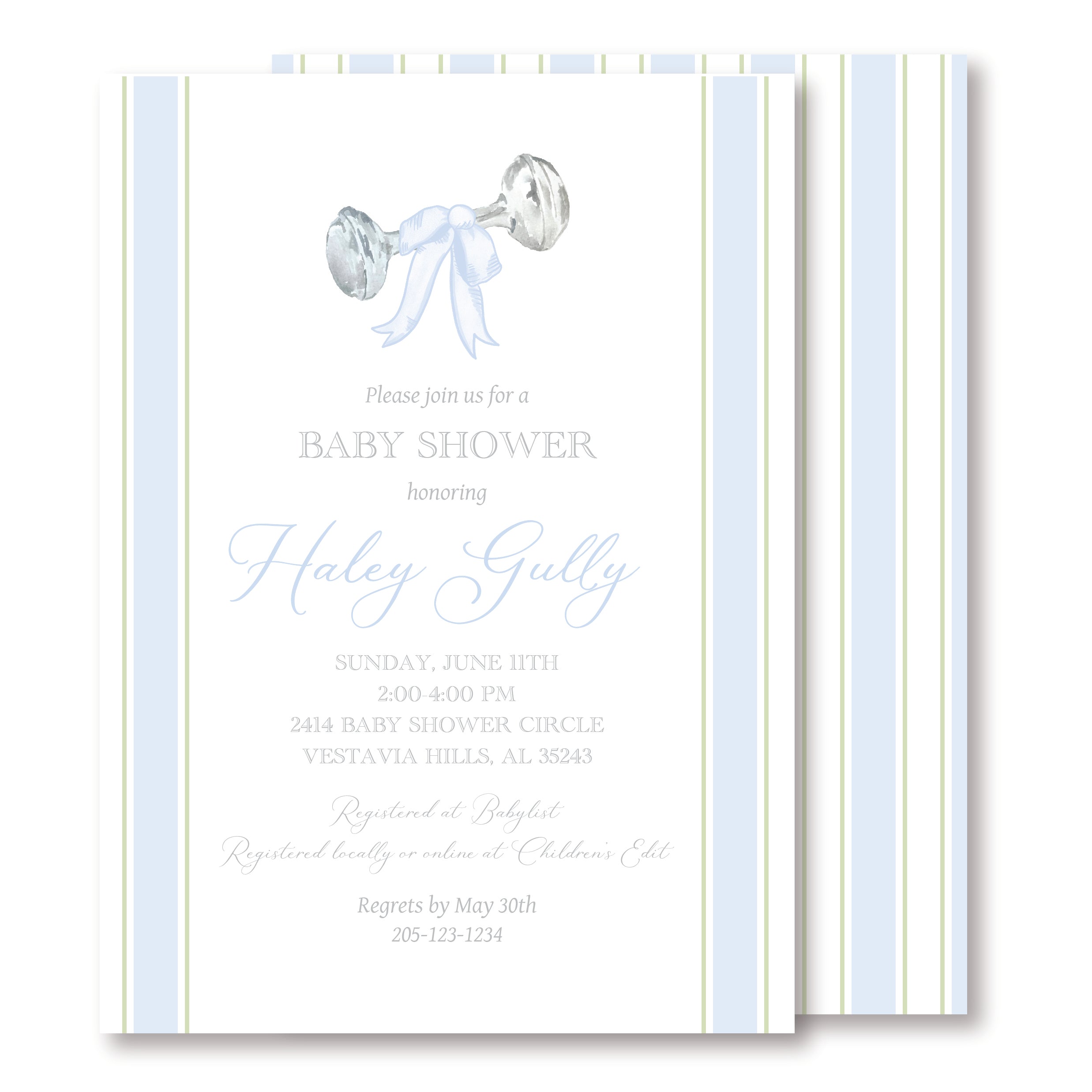 Blue Rattle Baby Shower Invitation – CreativelyKaty
