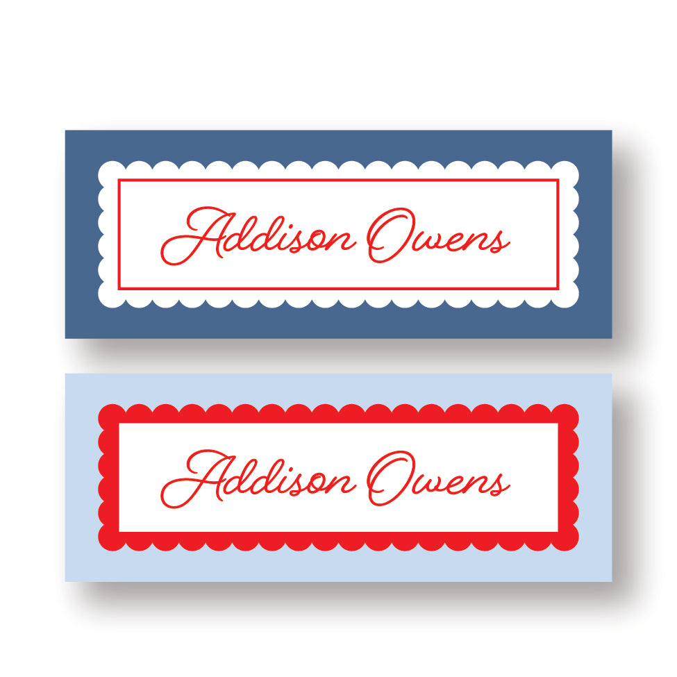 Blue Scalloped Name Label