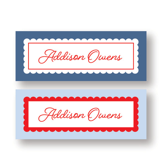 Blue Scalloped Name Label