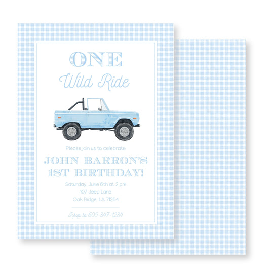 Birthday Blue Truck/Jeep Invite