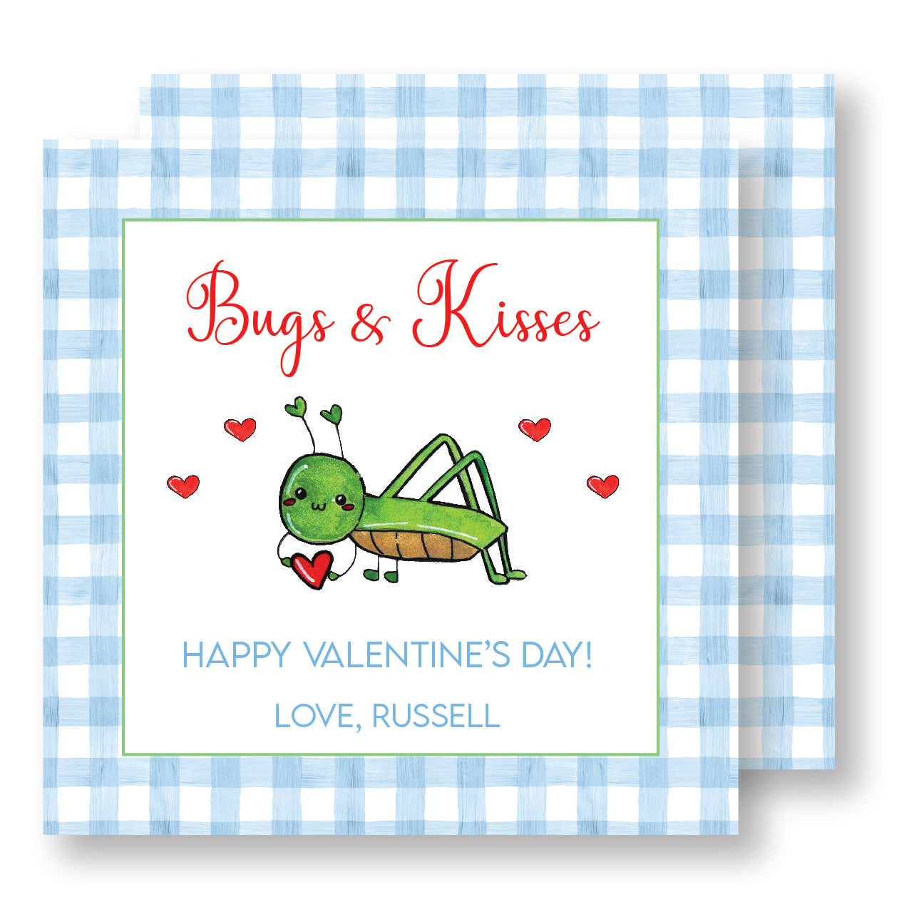 Bugs and Kisses Valentine Blue