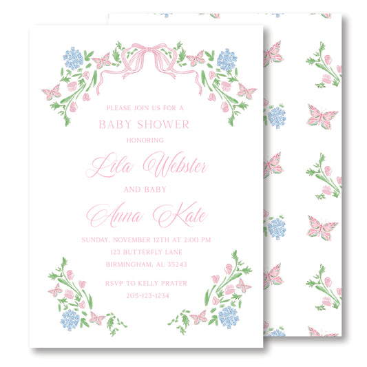 Floral Butterfly Baby Shower Invitation