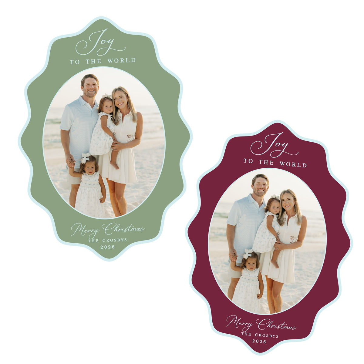 Joy to the World Wavy Oval Christmas Card