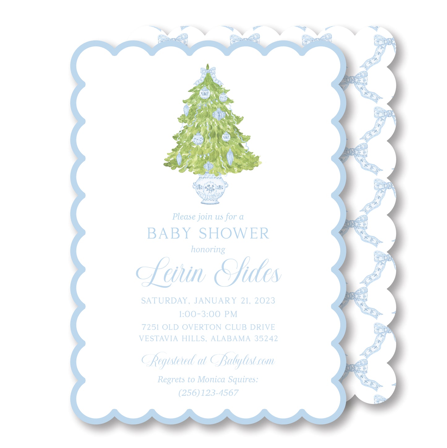 Christmas Baby Shower Invite- Blue