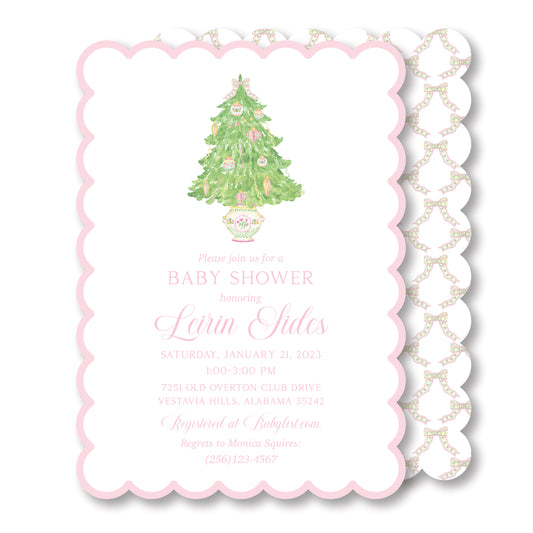 Christmas Baby Shower Invite- pink