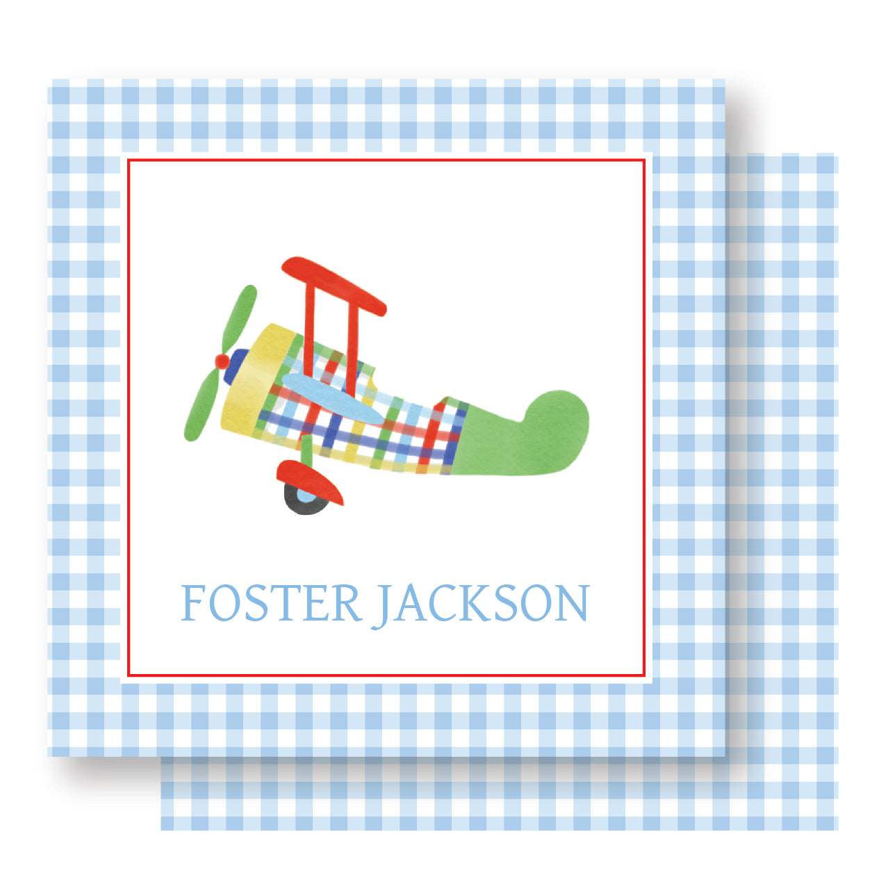 Gingham Airplane Calling Card