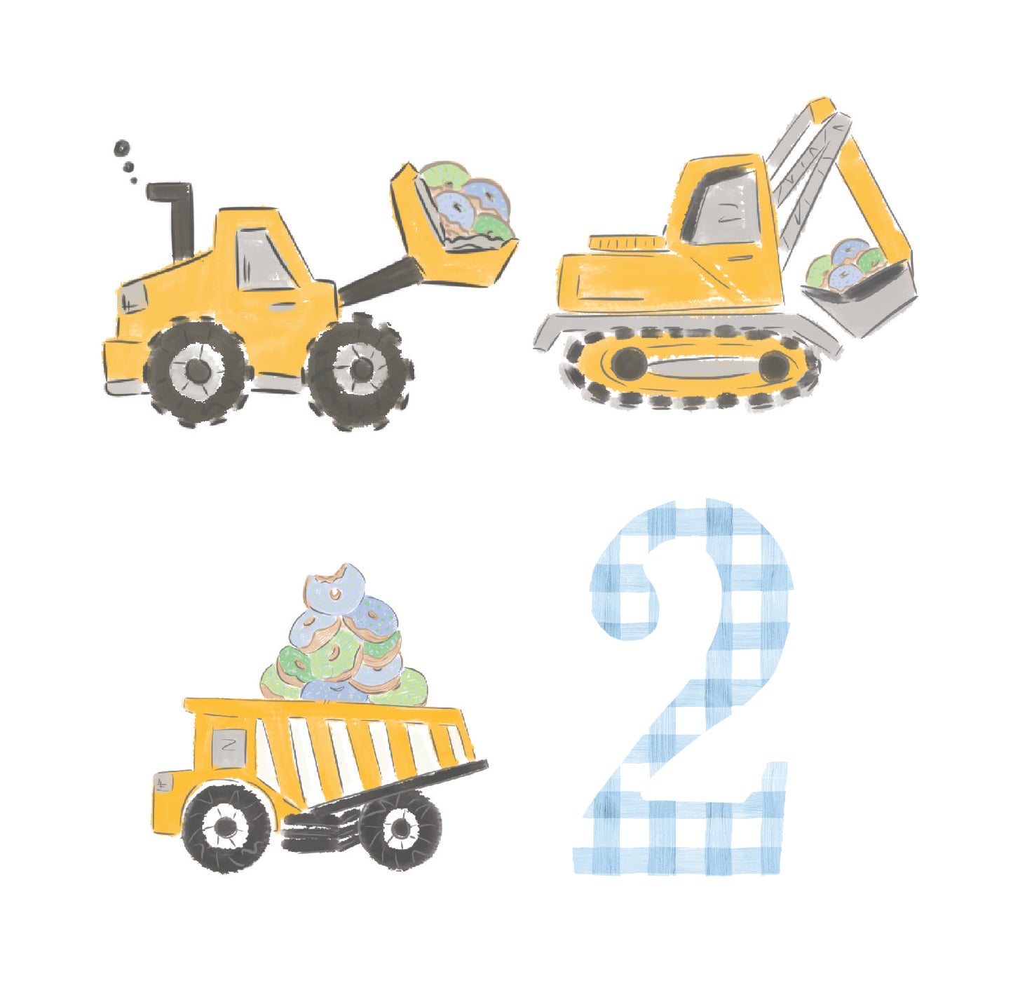 Diggers and Donuts Cupcake Toppers