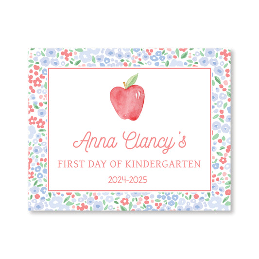 Ditsy Apple First and Last Day of School Sign