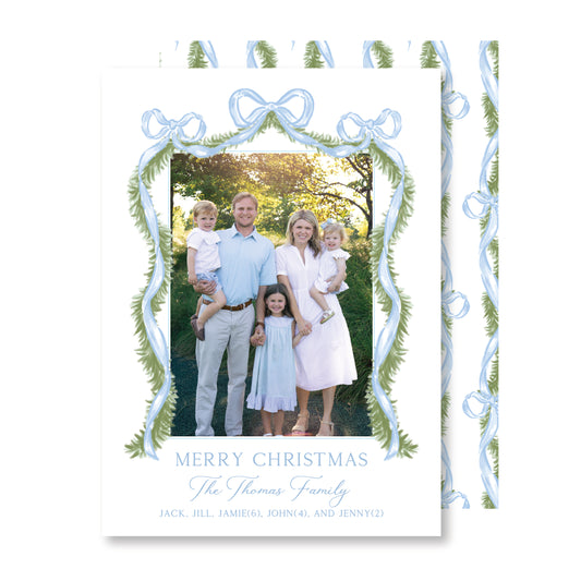 Festive Blue Garland Christmas Card